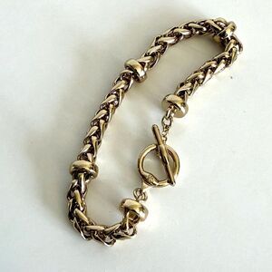 Lauren Ralph Lauren Gold Toggle Bracelet Chunky Textured Woven Link